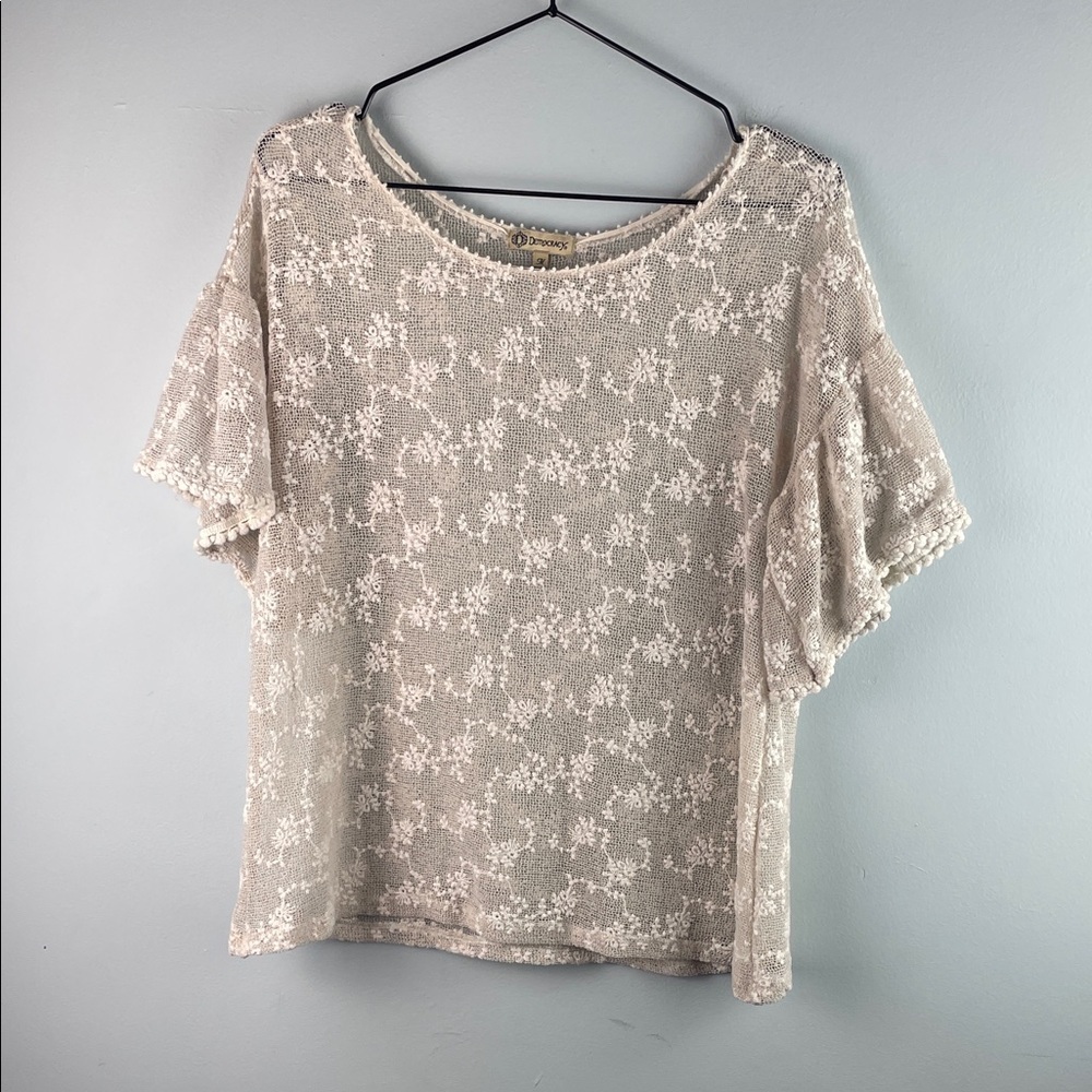 Democracy Lace Overlay Women's Top Size M